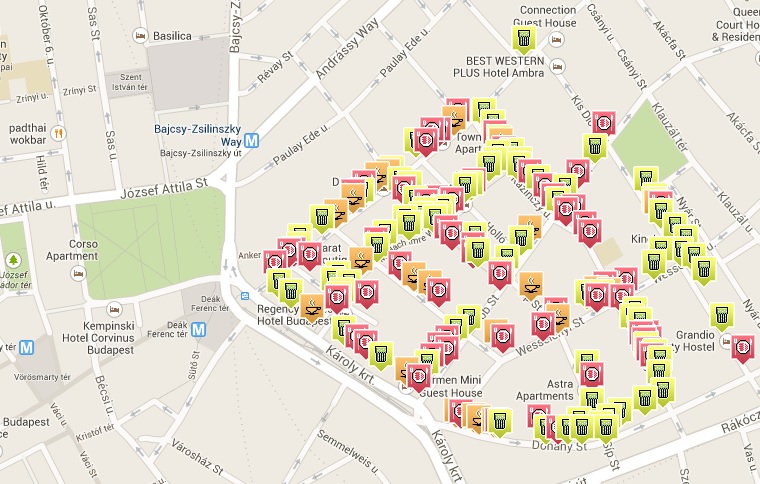 budapest romkocsma térkép 50 vendéglátóhely 100 nap alatt   444 budapest romkocsma térkép